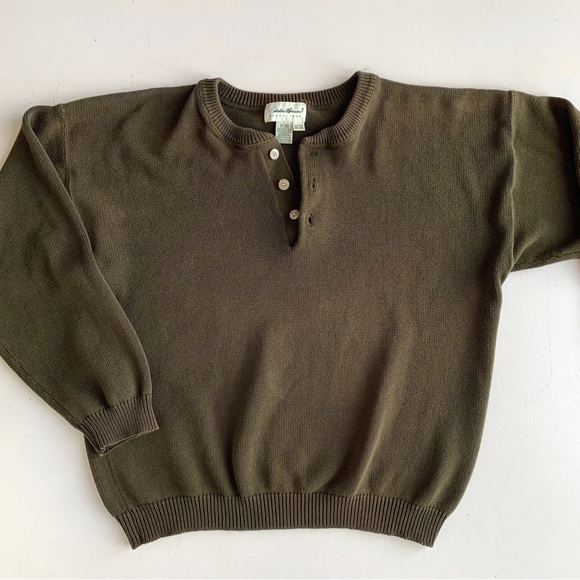 ‼️SOLD‼️ Vintage 100% cotton oversized slouchy 1/4 button v neck knit sweater - Picture 3 of 5